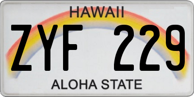 HI license plate ZYF229