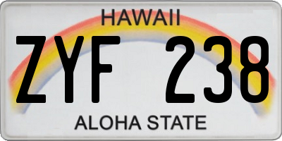 HI license plate ZYF238