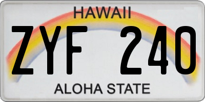 HI license plate ZYF240