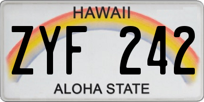 HI license plate ZYF242
