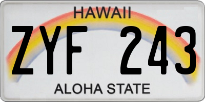 HI license plate ZYF243
