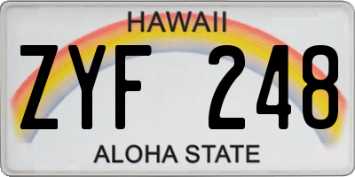 HI license plate ZYF248
