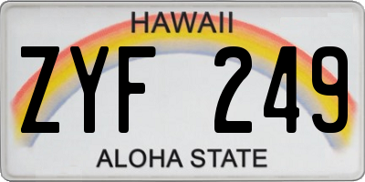 HI license plate ZYF249
