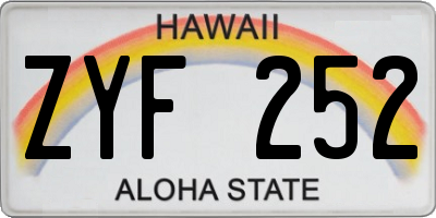 HI license plate ZYF252
