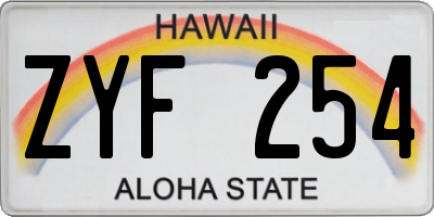 HI license plate ZYF254