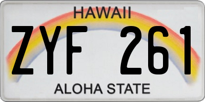 HI license plate ZYF261