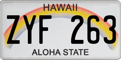 HI license plate ZYF263
