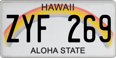 HI license plate ZYF269