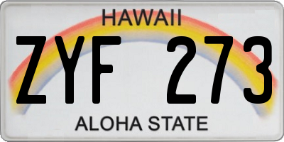HI license plate ZYF273