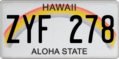 HI license plate ZYF278