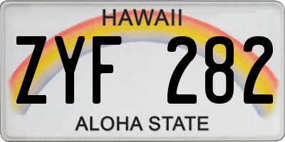 HI license plate ZYF282