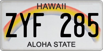 HI license plate ZYF285