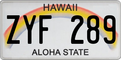 HI license plate ZYF289