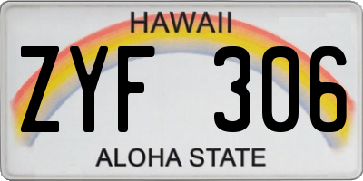 HI license plate ZYF306