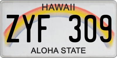 HI license plate ZYF309