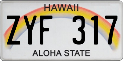 HI license plate ZYF317