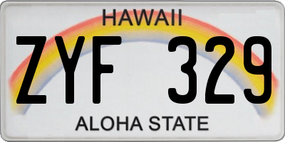 HI license plate ZYF329