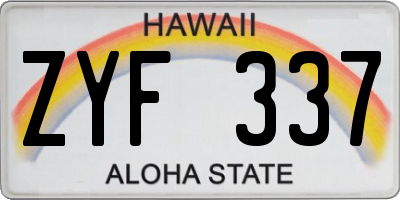 HI license plate ZYF337