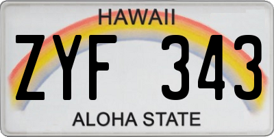 HI license plate ZYF343