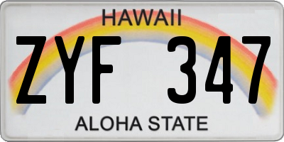 HI license plate ZYF347