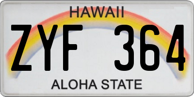 HI license plate ZYF364