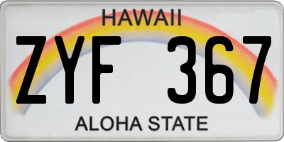 HI license plate ZYF367