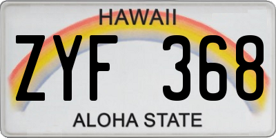 HI license plate ZYF368