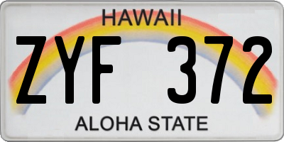 HI license plate ZYF372