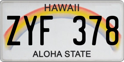 HI license plate ZYF378