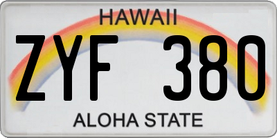 HI license plate ZYF380