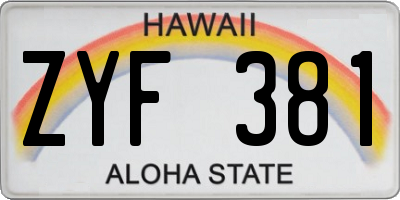 HI license plate ZYF381