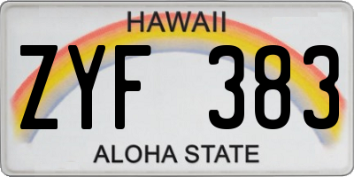 HI license plate ZYF383