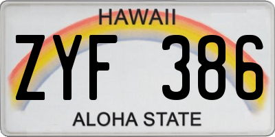 HI license plate ZYF386