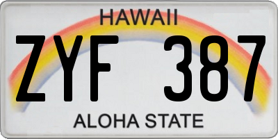 HI license plate ZYF387