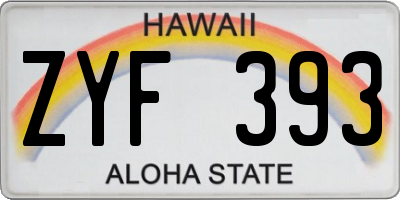 HI license plate ZYF393