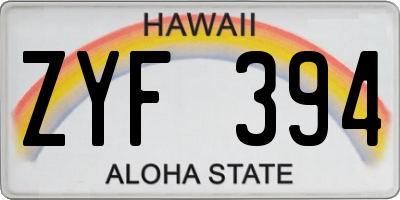 HI license plate ZYF394