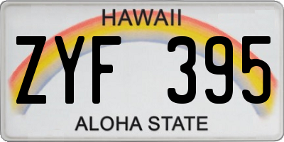 HI license plate ZYF395