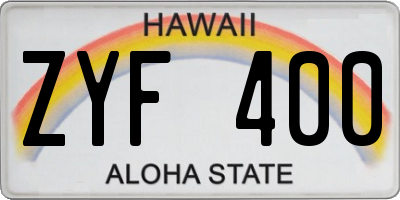 HI license plate ZYF400