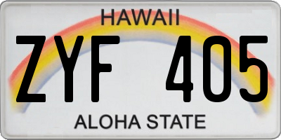 HI license plate ZYF405