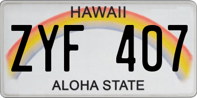 HI license plate ZYF407