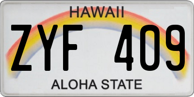 HI license plate ZYF409