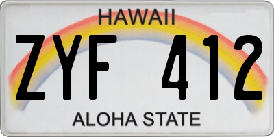 HI license plate ZYF412