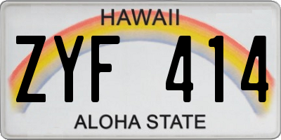 HI license plate ZYF414