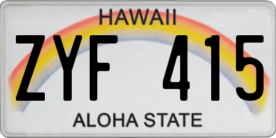 HI license plate ZYF415
