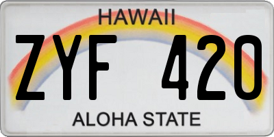 HI license plate ZYF420