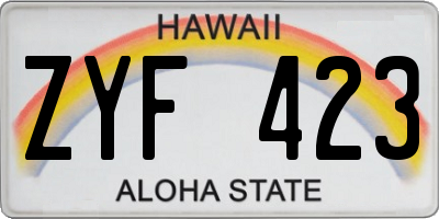 HI license plate ZYF423