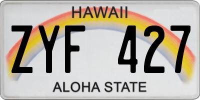 HI license plate ZYF427