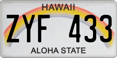 HI license plate ZYF433