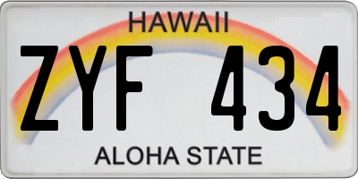 HI license plate ZYF434