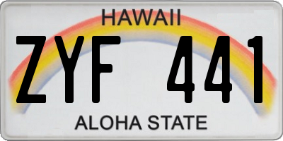 HI license plate ZYF441